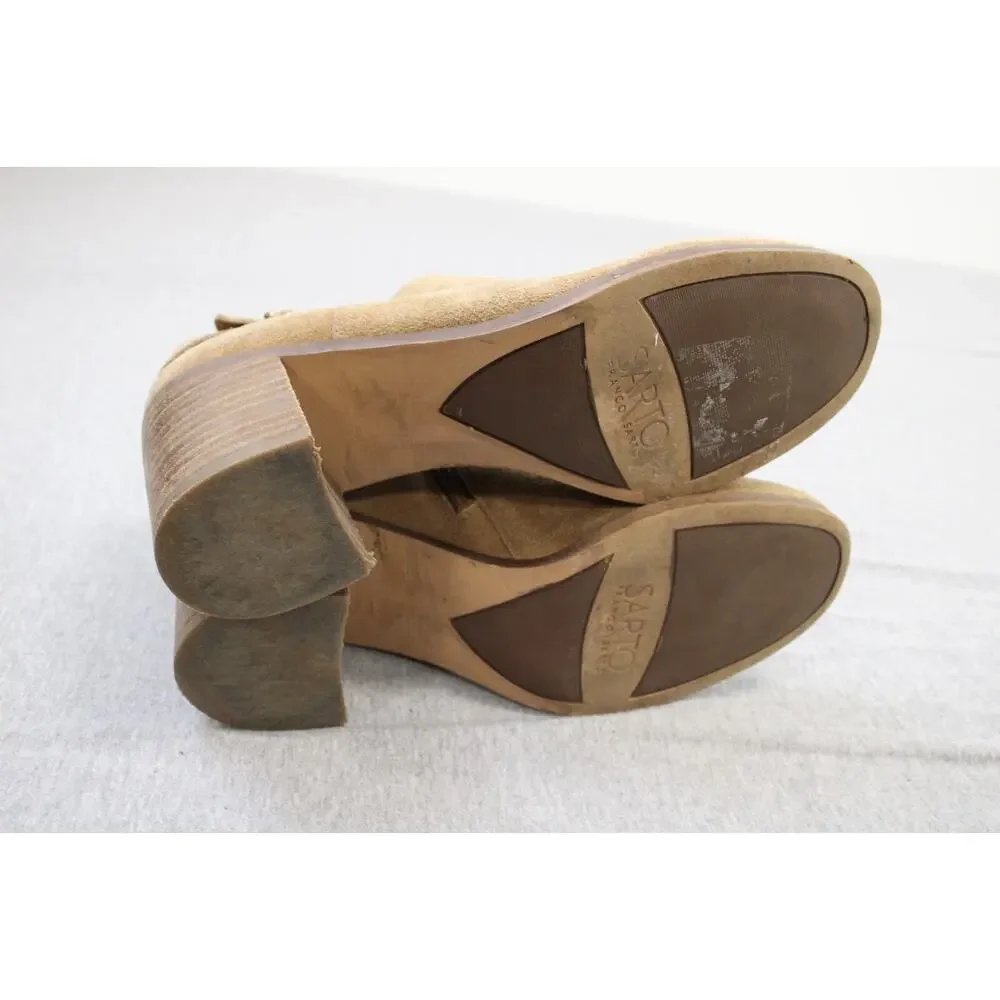 Franco Sarto Booties Womens Size US 7M Tan‎ Leather Side Zipper Ankle A-Matisse